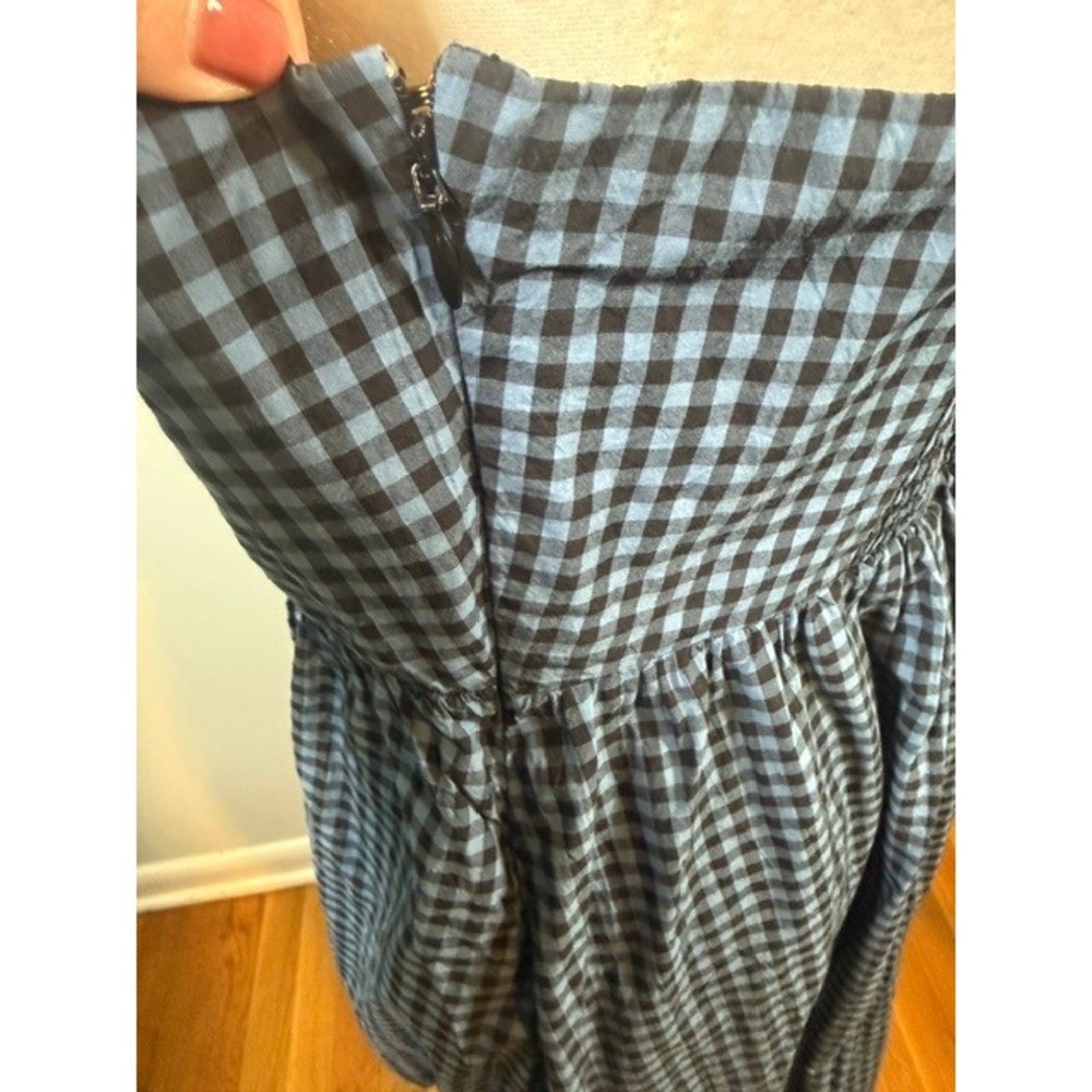Marine Layer Demi Poplin Midi Dress Medium Blue Gingham Pima Cotton NWT - Picture 8 of 13
